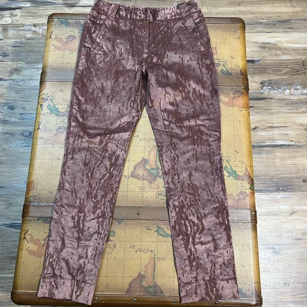 Etcetera Brown Textured Velvet Women's Pant Trouser Slack Fall Luxury Timeless